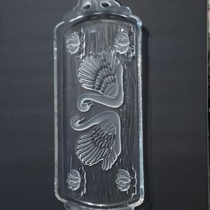 Swans Frosted/Clear Glass,15.5in.Lx6in.H.12in.W.inside tray.GUC,No Chips